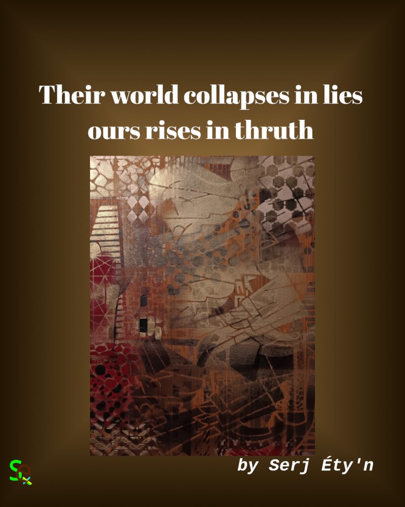 Contemporary abstract painting by Serj Éty’n – bold contrasts, symbolic forms and expressive strokes on canvas