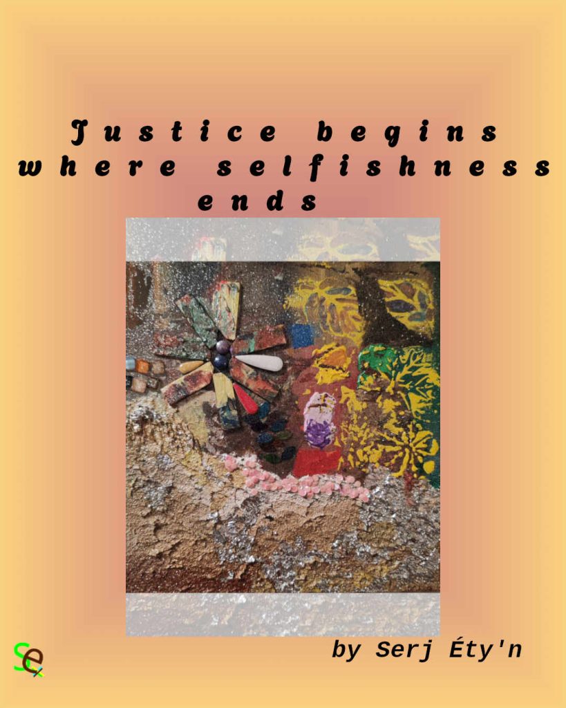 Abstract artwork by Serj Éty’n featuring expressive colors, layered textures, and symbolic shapes, paired with an inspirational quote integrated into the design. The composition reflects themes of resilience, identity, nature, inner strength, and emotional truth.